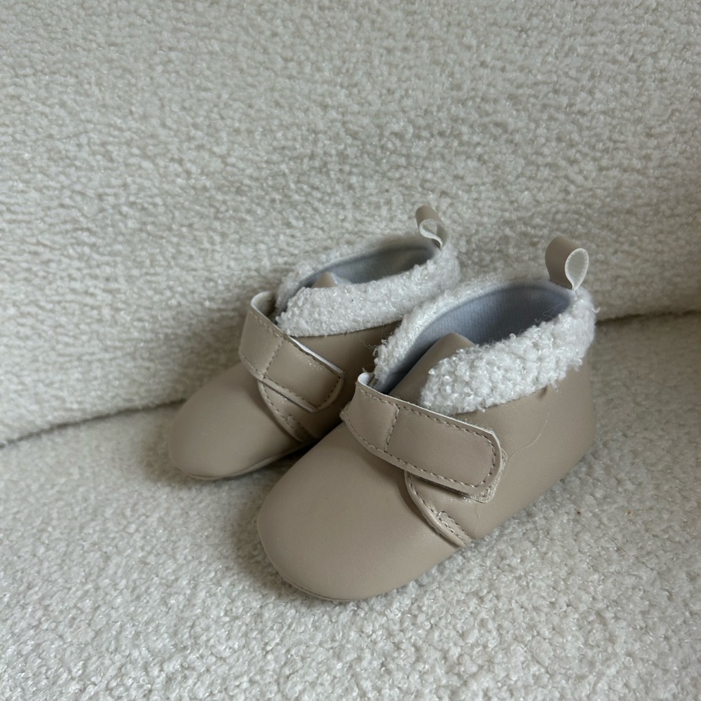 Tan and White Baby Shoes
